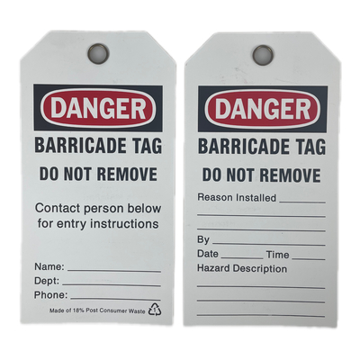 Plastiki Tag Bahaya Barrikade Tag tahan lama PVC untuk Keamanan Tanda Tag