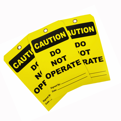 Custom Yellow CautionTag Polyester tahan air keamanan tag
