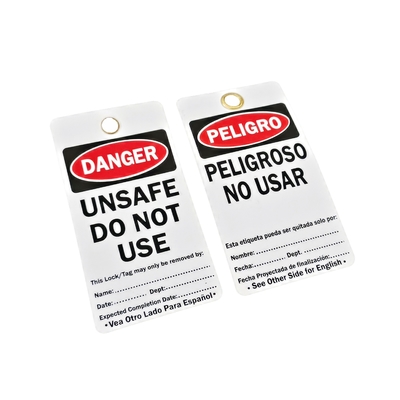Disesuaikan PVC Plastik Label Keamanan Lockout Tagout Bahaya Tag Kedua Ukuran Pilihan Bahasa Pintu Kunci