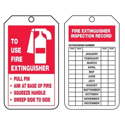 Tag Inspeksi Alat Pemadam Kebakaran Vinyl Waterproof Outdoor 2 Sisi Label Keamanan Cetak