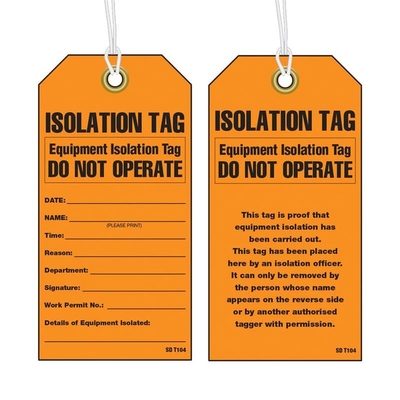 Valve Isolated Tag Polyester  Weatherproof Tearproof Plastic Tag