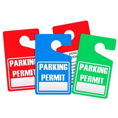 Custom Printed Logo Parking Permit Hang Tags PVC Berwarna untuk Mobil
