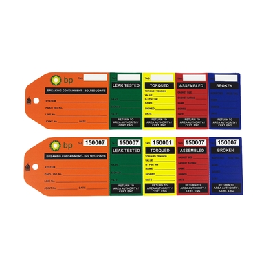 Tag Keamanan Custom Waterproof tahan air Tear Safety Inspection Label Penandaan Label Manajemen PVC