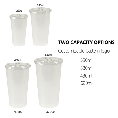 Custom Split Double Milk Tea Cup Take Away Plastik Cup dengan Tutup