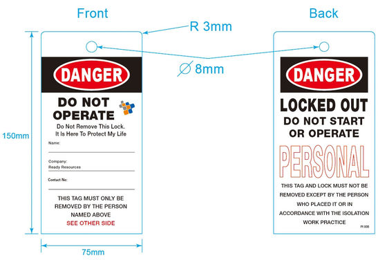 Custom Printed Logo Danger Tag PVC Durable Writable Safety Tag
