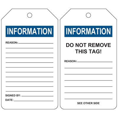Tag Informasi Plastik Tahan Air dengan Pencetakan Khusus dan Bahan PVC Tahan Lama untuk Peringatan Keselamatan