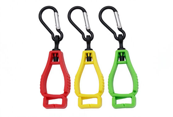 Klip Sarung Tangan Plastik Berwarna Berbagai dengan Hook Carabiner, Pemegang Sarung Tangan Kerja Keamanan untuk Pekerja Konstruksi